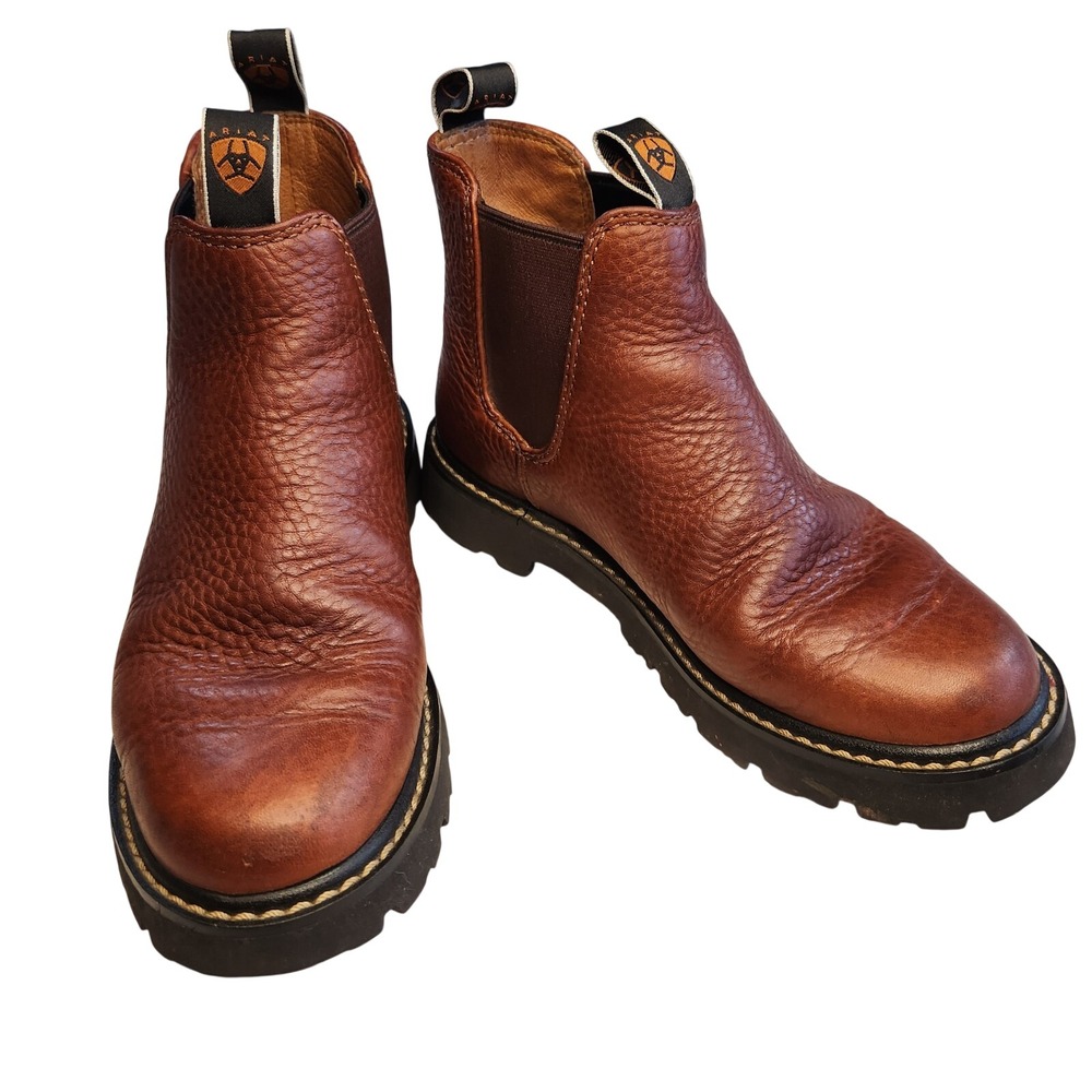 ARIAT Leather Ankle Boots Womens 6.5 B Brown Spot Hog Western Cowgirl 17520‎